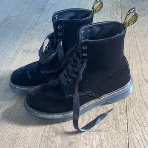 Black Dr. Martens 1460 Pascal Velvet 8 hole boots